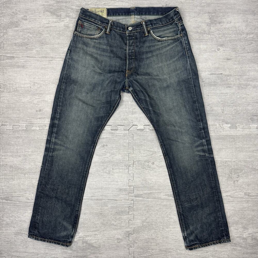 2010 Polo Ralph Lauren RL 1594 Denim Jeans 35x30 Classic Straight Washed Faded